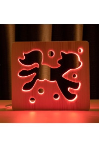 Светильник ночник из дерева LED "Сказочный пони" с пультом и регулировкой цвета, RGB