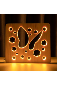 Светильник ночник из дерева LED "Бабочка" с пультом и регулировкой света, цвет теплый белый