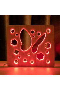 Светильник ночник из дерева LED "Бабочка" с пультом и регулировкой цвета, RGB