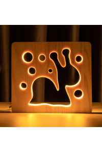 Светильник ночник из дерева LED "Улитка" с пультом и регулировкой света, цвет теплый белый