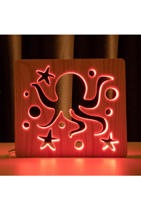 Светильник ночник из дерева LED "Морской осьминог" с пультом и регулировкой цвета, RGB