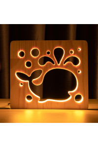 Светильник ночник из дерева LED "Кит" с пультом и регулировкой света, цвет теплый белый