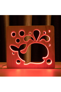 Светильник ночник из дерева LED "Кит" с пультом и регулировкой цвета, RGB