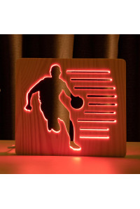 Светильник ночник из дерева LED "Баскетболист с мячом" с пультом и регулировкой цвета, RGB