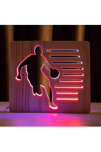 Светильник ночник из дерева LED "Баскетболист с мячом" с пультом и регулировкой цвета, двойной RGB