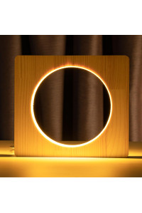 Светильник ночник ArtEco Light из дерева LED "Круг" с пультом и регулировкой света, цвет теплый белый