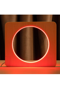 Светильник ночник ArtEco Light из дерева LED "Круг" с пультом и регулировкой цвета, RGB