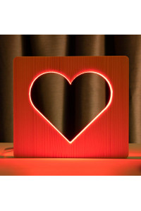 Светильник ночник ArtEco Light из дерева LED "Сердце" с пультом и регулировкой цвета, RGB