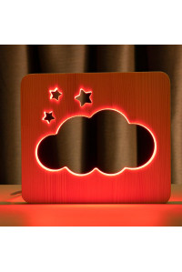 Светильник ночник ArtEco Light из дерева LED "Тучка" с пультом и регулировкой цвета, RGB