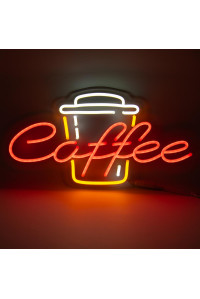Неоновая вывеска Coffee с чашкой (600х315)