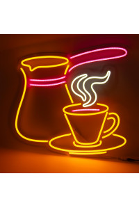 Неоновая вывеска Чашка кофе и турка (500x470)