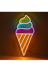 Неоновая вывеска Мороженое рожок (240х500)