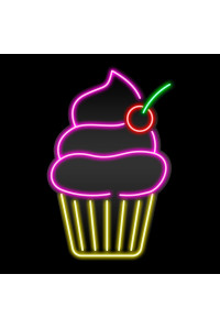 Неоновая вывеска Десерт с вишней (330х500)