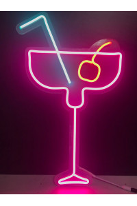 Неоновая вывеска Коктейль с трубочкой (310х500)
