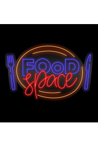 Неоновая вывеска FOOD space (900х590)