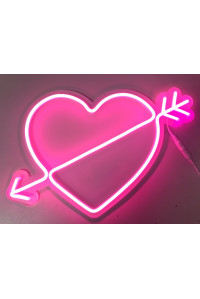 Неоновая вывеска Сердце со стрелой (380х260)