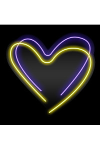 Неоновая вывеска Сердце желто-синее (405х380)