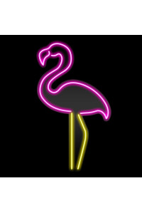 Неоновая вывеска розовый фламинго (285х500)