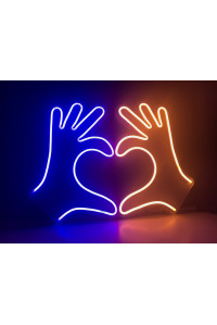 Неоновая вывеска руки в форме сердца (500х365)