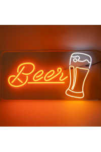 Неоновая вывеска Beer Бокал пива (1000х500)