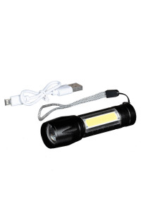 Фонарик тактический с USB зарядкой, в боксе (черный)