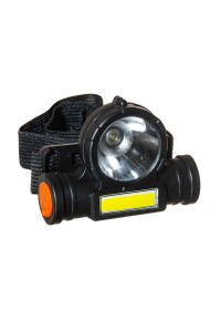 Фонарик налобный с USB LED+COB (пластик)