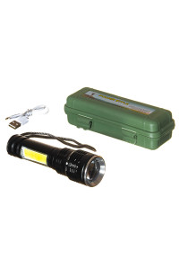 Фонарь ручной аккумуляторный в боксе металический, черный T6-30