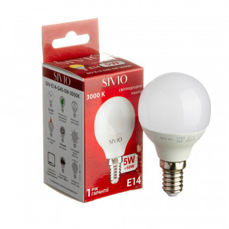 Led лампа SIVIO теплая белая 5W E14 G45 3000K