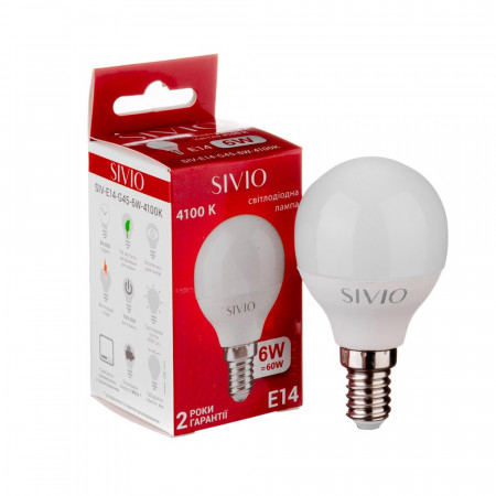 Led лампа SIVIO нейтральная белая 6W E14 G45 4100K