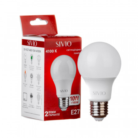 Led лампа SIVIO нейтральная белая 10W E27 A60 4100K