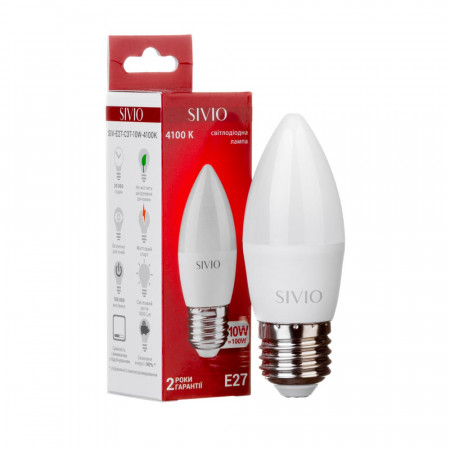 Led лампа SIVIO нейтральная белая 10W E27 C37 4100K