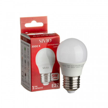 Led лампа SIVIO теплая белая 5W E27 G45 3000K