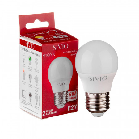 Led лампа SIVIO нейтральная белая 5W E27 G45 4100K