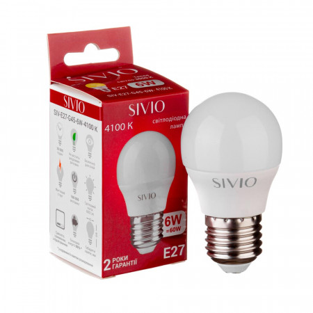 Led лампа SIVIO нейтральная белая 6W E27 G45 4100K