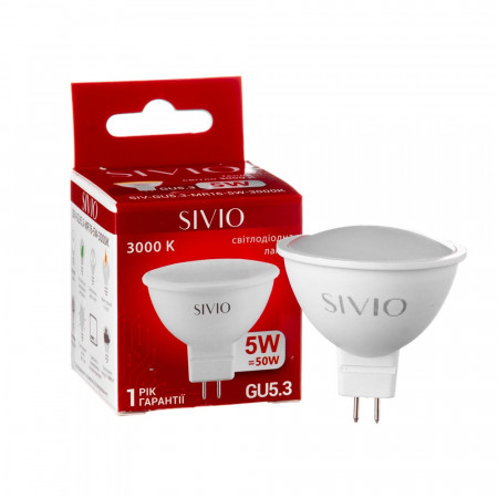 Led лампа SIVIO теплая белая 5W GU5.3 MR16 3000K