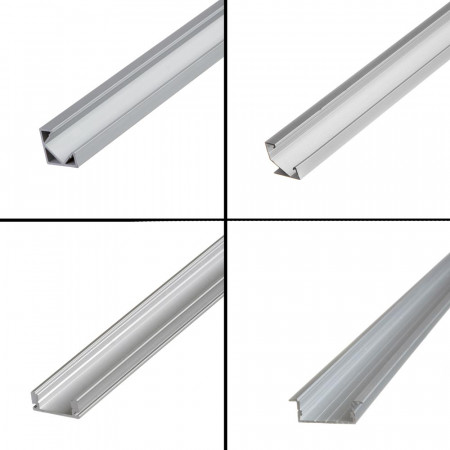 Профиль для LED лент накладной ПФ-16 полуматовый рассеиватель (комплект) 1м