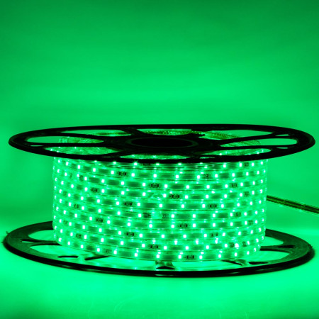 Мигающая led лента зеленая 220V smd2835 48LED/m 6Вт/m IP65, 1м