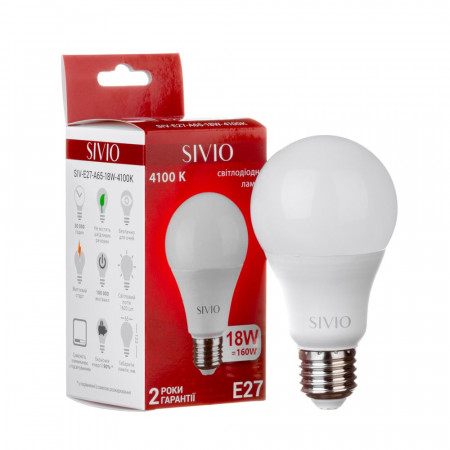 Led лампа SIVIO нейтральная белая 18W E27 A65 4100K