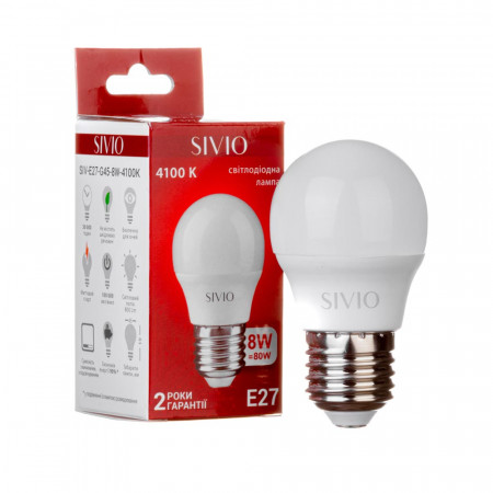 Led лампа SIVIO нейтральная белая 8W E27 G45 4100K