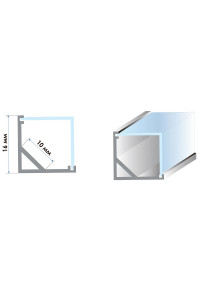 Профиль для LED лент угловой квадратный ПФ-15 (комплект с полумат.рассеивателем) 2м