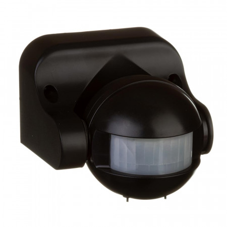 Датчик движения настенный накладной черный 1200Вт 180 град.