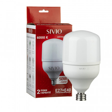 Светодиодная лампа SIVIO Е27 + Е40 Т140 50W 6000K